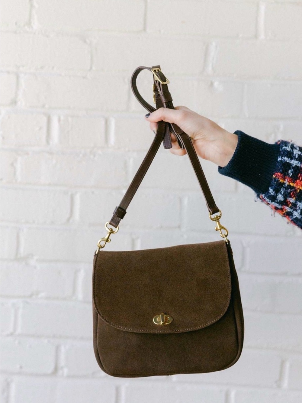 Clare V. Suede Turnlock Louis Bag